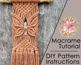 Tutoriel PDF Patron à téléchargement immédiat DIY en macramé, papillon à accrocher au mur, y compris comment teindre le cordon