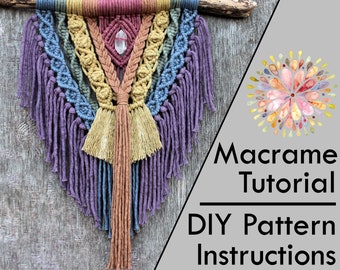 Macrame Pattern PDF Tutorial Instant Download DIY Wall Hanging Rainbow Including How to Dye Cord