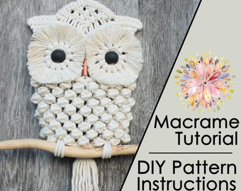 Macrame Owl Pattern PDF Tutorial Instant Download DIY Macrame Wall Hanging