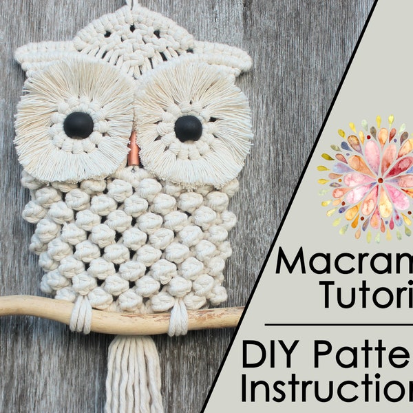 Macrame Owl Pattern PDF Tutorial Instant Download DIY Macrame Wall Hanging