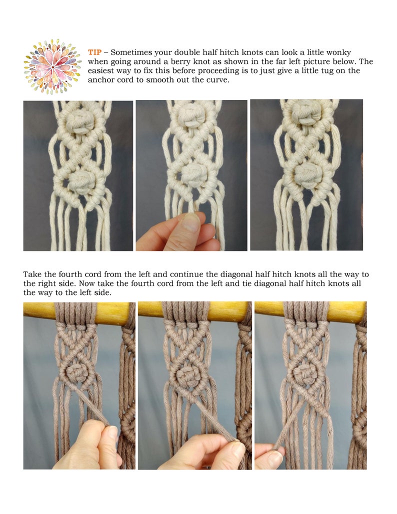 Macrame Pattern PDF Tutorial Download DIY Feather Fringe Wall Hanging - How to Dye Cord Ombre image 4