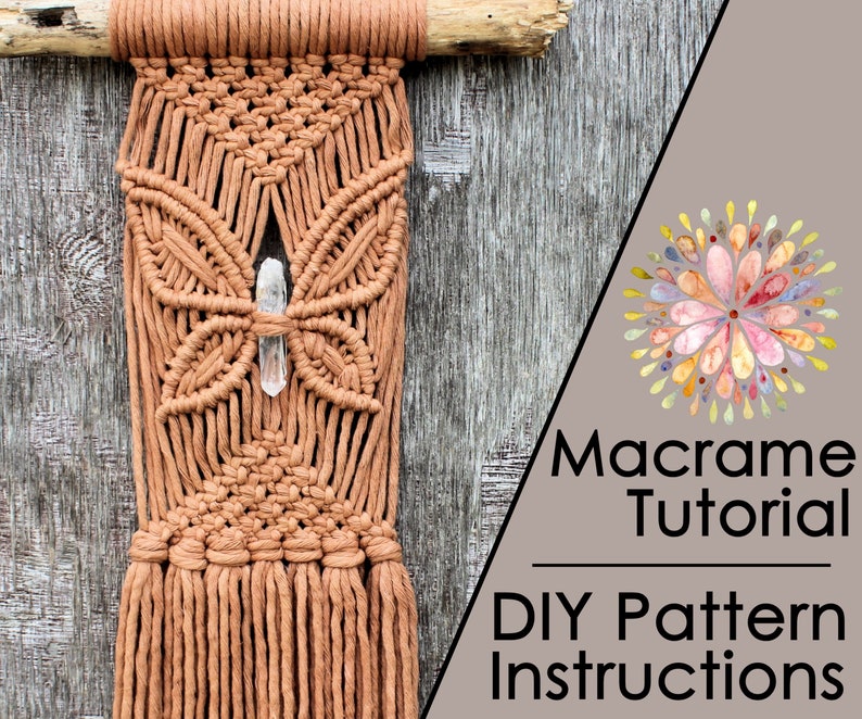 Tutorial PDF Pattern Instant Download DIY Macrame Wall Hanging Butterfly Including How to Dye Cord image 1