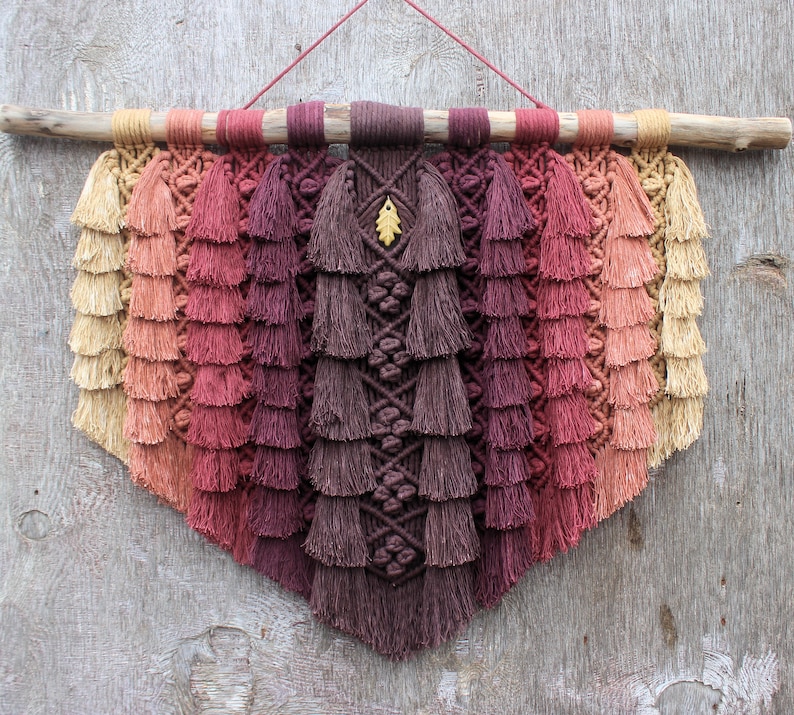 Macrame Pattern PDF Tutorial Download DIY Feather Fringe Wall Hanging - How to Dye Cord Ombre image 9