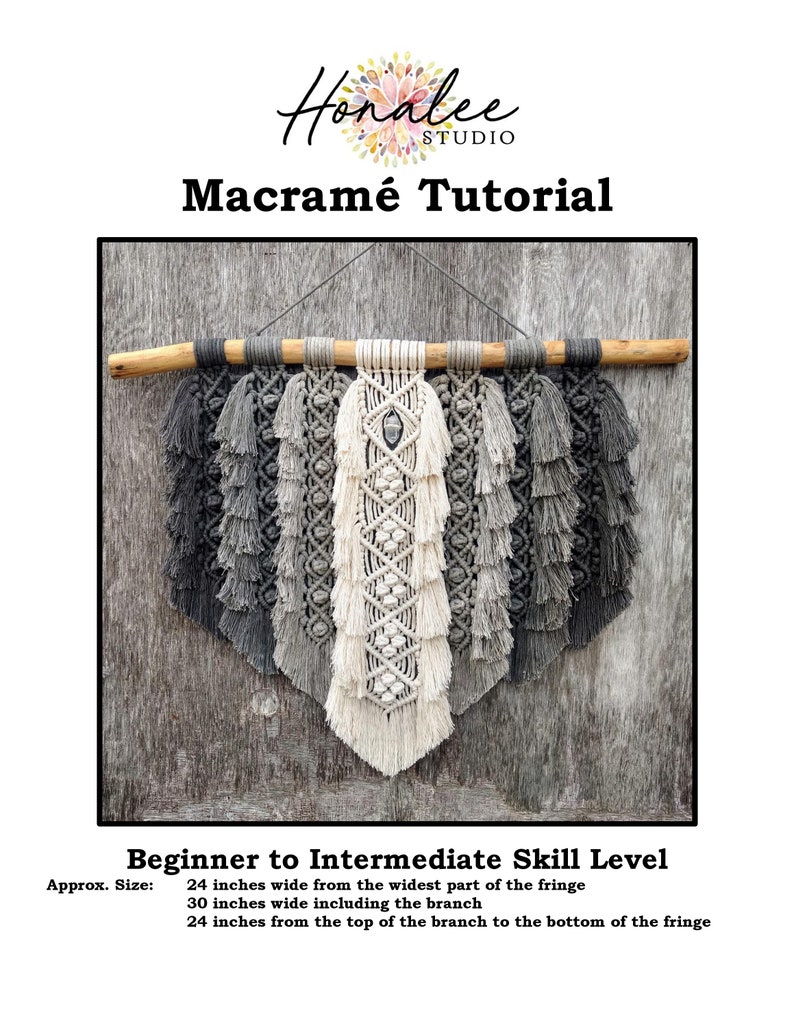 Macrame Pattern PDF Tutorial Download DIY Feather Fringe Wall Etsy