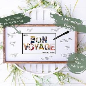 Bon Voyage-kaart - afscheidsgastenboek - afscheidskaart - gepersonaliseerde afscheidskaart - bord afscheidsfeestje - afscheidsfeestje