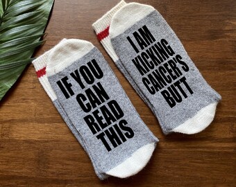 Cancer Socks-Kicking Cancer's Butt-Cancer Gifts-Breast Cancer Gifts-Fuck Cancer-Chemo Gift-Fighting Cancer