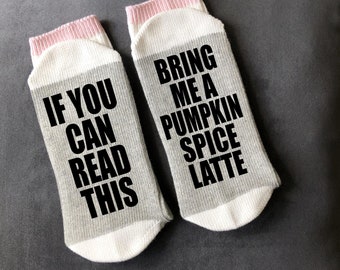 Pumpkin Spice Latte-Coffee-Word Socks-Coffee Gift-Latte Gifts-Birthday Gift-Mom Gift-Girlfriend Gift