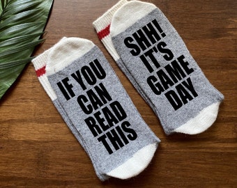 It's Game Day Socks - Football Socks - Thanksgiving Gifts - Husband Gift - Wife Gift - Beer and Football