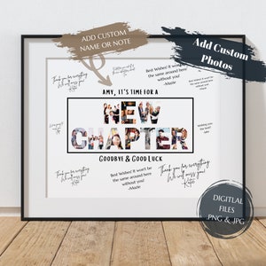 Carte d'adieu - nouveau chapitre - livre d'or d'adieu - carte d'adieu personnalisée - panneau de fête d'adieu - carte de départ