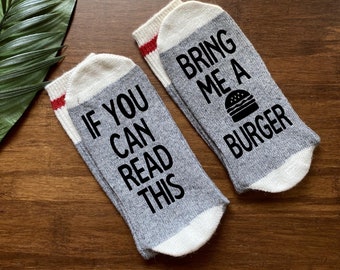Burger Socks-Burger Gifts-Funny Socks-Food Socks-Burger Lover Gift-Best Friend Gifts-Personalized Gift-Novelty Socks-Boyfriend Gift