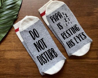 Dad Socks- Gifts for Dad- Papa Christmas Gift - Papa is Resting His Eyes - Dad Birthday Gift - Grandpa Gift