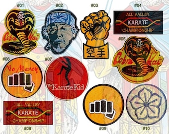 The Karate Kid Embroidered Patches Movie All Valley Championship Cobra Kay No Mercy Master Miyagi Daniel LaRusso Bonsai Tree Replica Suit