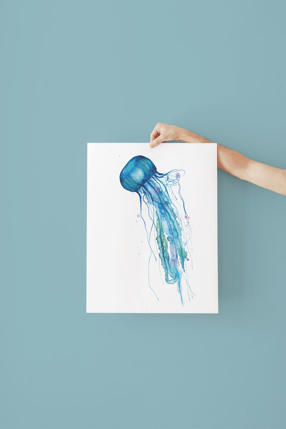 Art Print Jellyfish Watercolor Painting Autosigned Painting Etsy