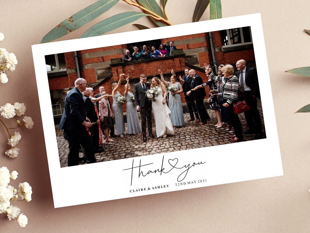 Custom Printed Wedding Thank You Cards A6 – Personalised Elegant ...