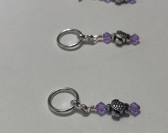 Violet Crystal turtle stitch markers