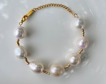 10～12mm ハンドメイド ゴールデン ナチュラル淡水エジソンパール 