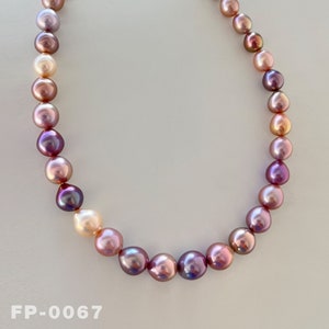 9.5-12.5mm Natural Freshwater Colorful Edison Pearl Necklace 1 Strand / High Luster Aurora Edison Pearl For Your Unique Pearl Jewelry Design