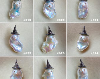 Netter Geist Barock Perle Anhänger Tiere Halskette Perle Feuerball Perle Schmuck handgemachte Anhänger Halloween Geschenk für ihre Halskette für Frauen
