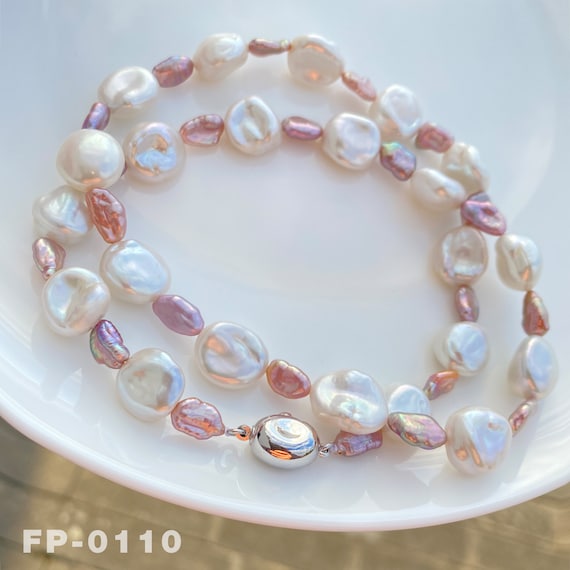 新品 ケシパール ✨️ 芥子 淡水 パールネックレス バロック ピンク 