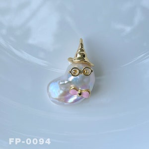 Cute Ghost Baroque Pearl Pendant Animals Necklace  Pearl Fireball Pearl Jewelry handmade Pendant Necklace Gift For Her Necklace  For Women