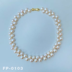 Collar de perlas naturales de agua dulce de 16,9", color blanco, joyería hecha a mano, collar de cuentas de alto brillo, regalo para ella, collar para mujer.