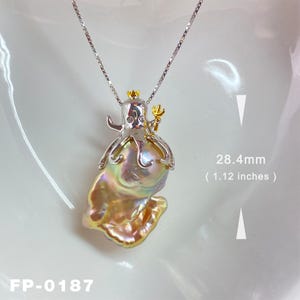 天然淡水カラフルバロックパール付きタコペンダントネックレス / 海をイメージした航海ジュエリーアクセサリー / 海好きの方へのギフトに最適