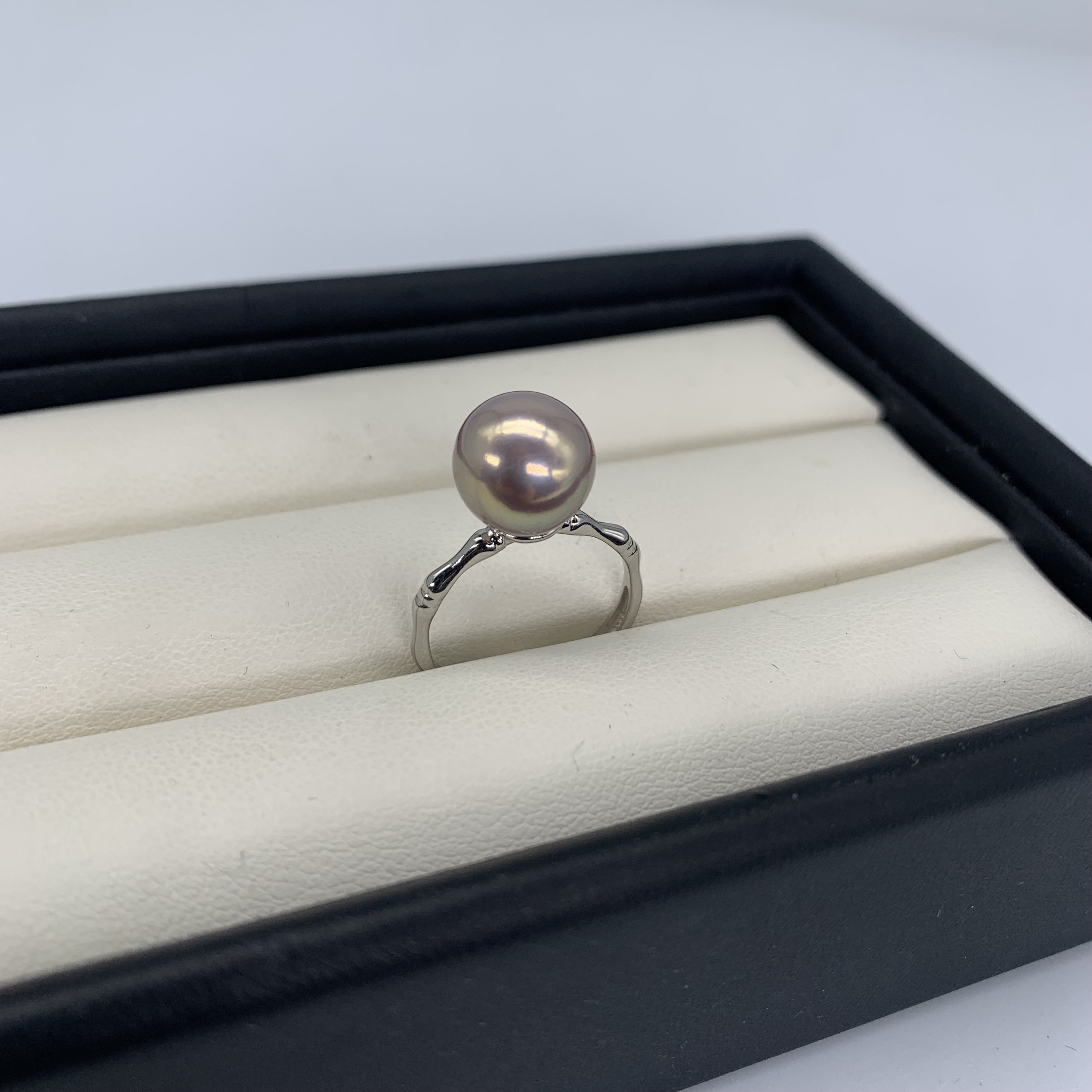 12mm Natural White South Sea Pearl Ring 925 Silver Pearl Ring, Open Ring,  Gift for Her, Seawater Pearl, Granulation Ring 
