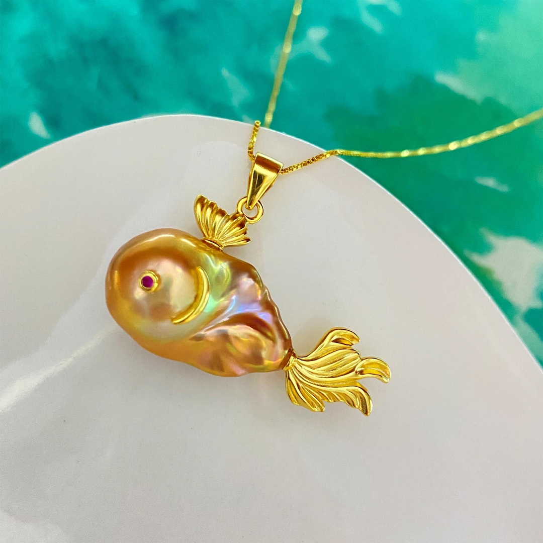 Jwelleries Fish Handmade Fish Pendant Necklace--natural Freshwater Baroque Pearl ...