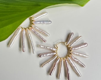 Baroque Keshi Pearl Earrings Natural Metallic White Purple Pearl Stud Pearl Earrings Uniquel Jewelry Wedding Jewelry Gift for her