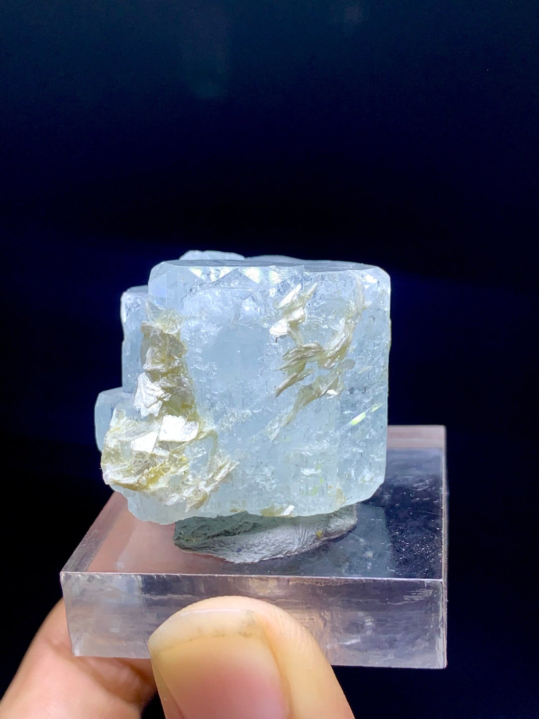 Aquamarine Specimen, Blue Aquamarine, Aquamarine Crystal With Golden ...