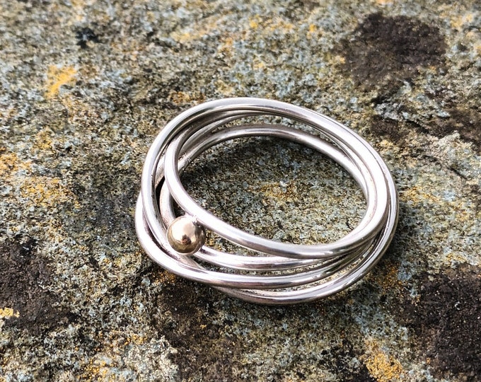 Silver Wrap Ring with Gold Ball