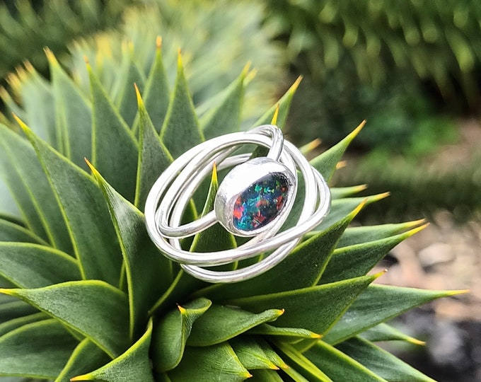 Silver and Opal Triplet Ring