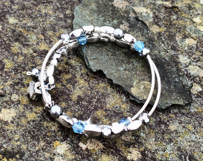 Beaded Wrap Bracelet Blue Bead