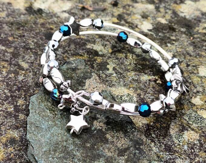 Beaded Wrap Bracelet Dark Blue Bead
