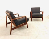 2x rare Arne choice Iversen for comfort denmark easy chairs teak lounge chair Danish design armchair sofa to teak sideboard