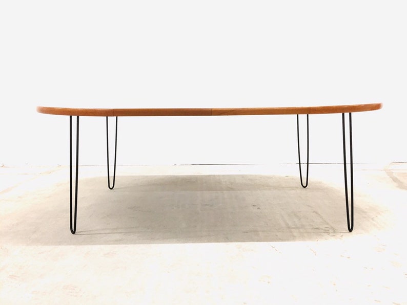 Round XL Teak Dining Table Danish Design Hairpinlegs 60s Chair Etsy