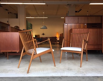 Exclusive set of 2x 50s Heinrich Meyer-Brockel Studio Lounge Chairs 50s 60s Mid Century Design Armchair upholstered!