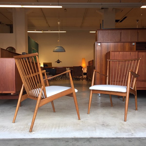 Exclusive set of 2x 50s Heinrich Meyer-Brockel Studio Lounge Chairs 50s 60s Mid Century Design Armchair upholstered!