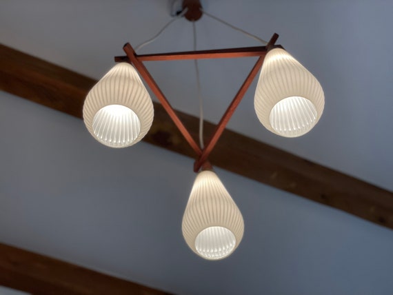 50s Cascade Lamp Teak Ceiling Lamp Ceiling Lamp Mid Century