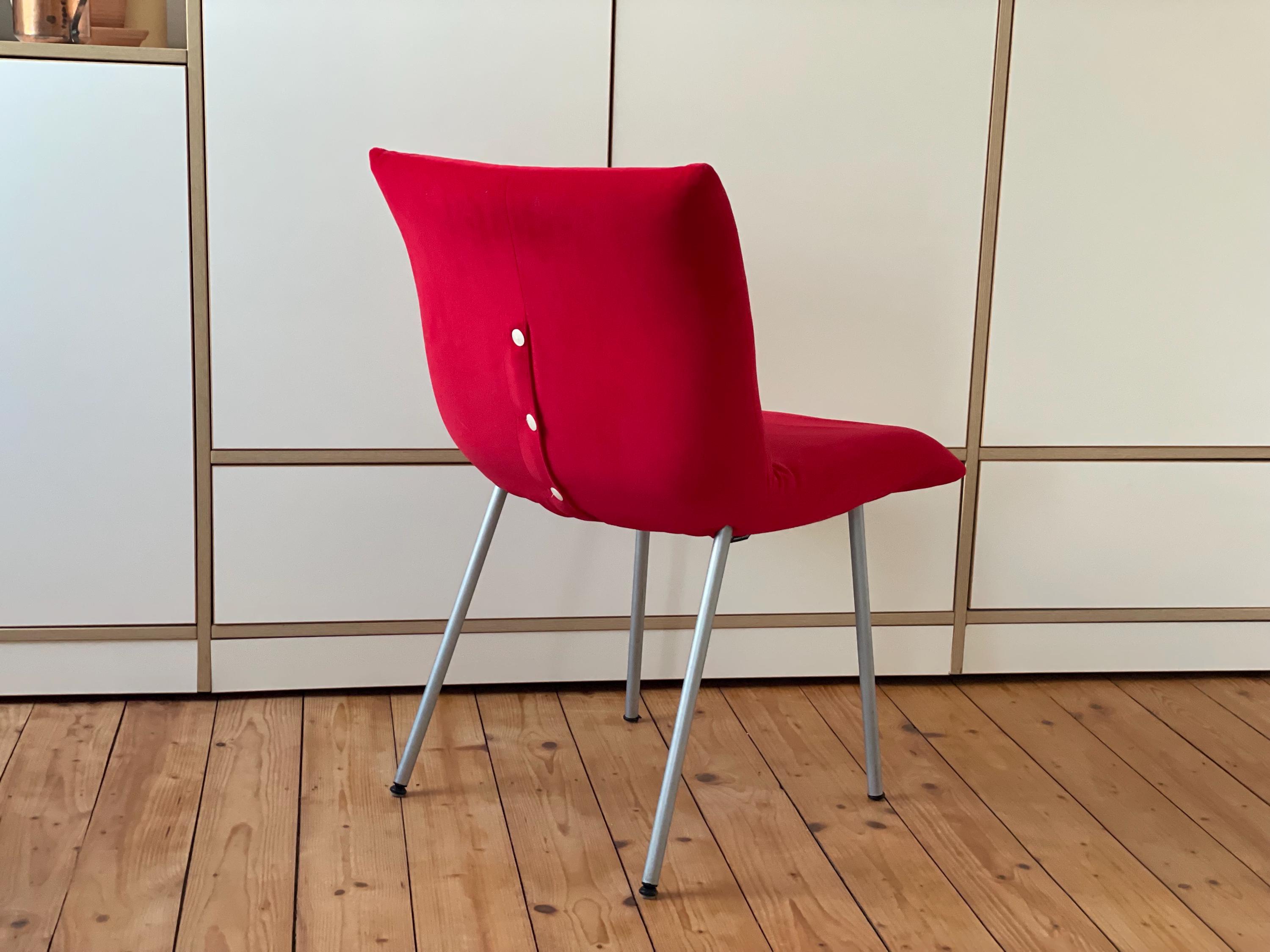 椅子 Ligne roset 1990s Rare! 1 of 2 Red 90s Ligne Roset Designer Calin Chairs Vintage