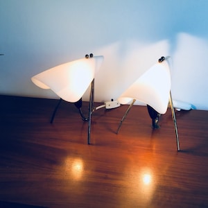 2x rare 50s Stilnovo brass tripod lamps Mid Century vintage lights