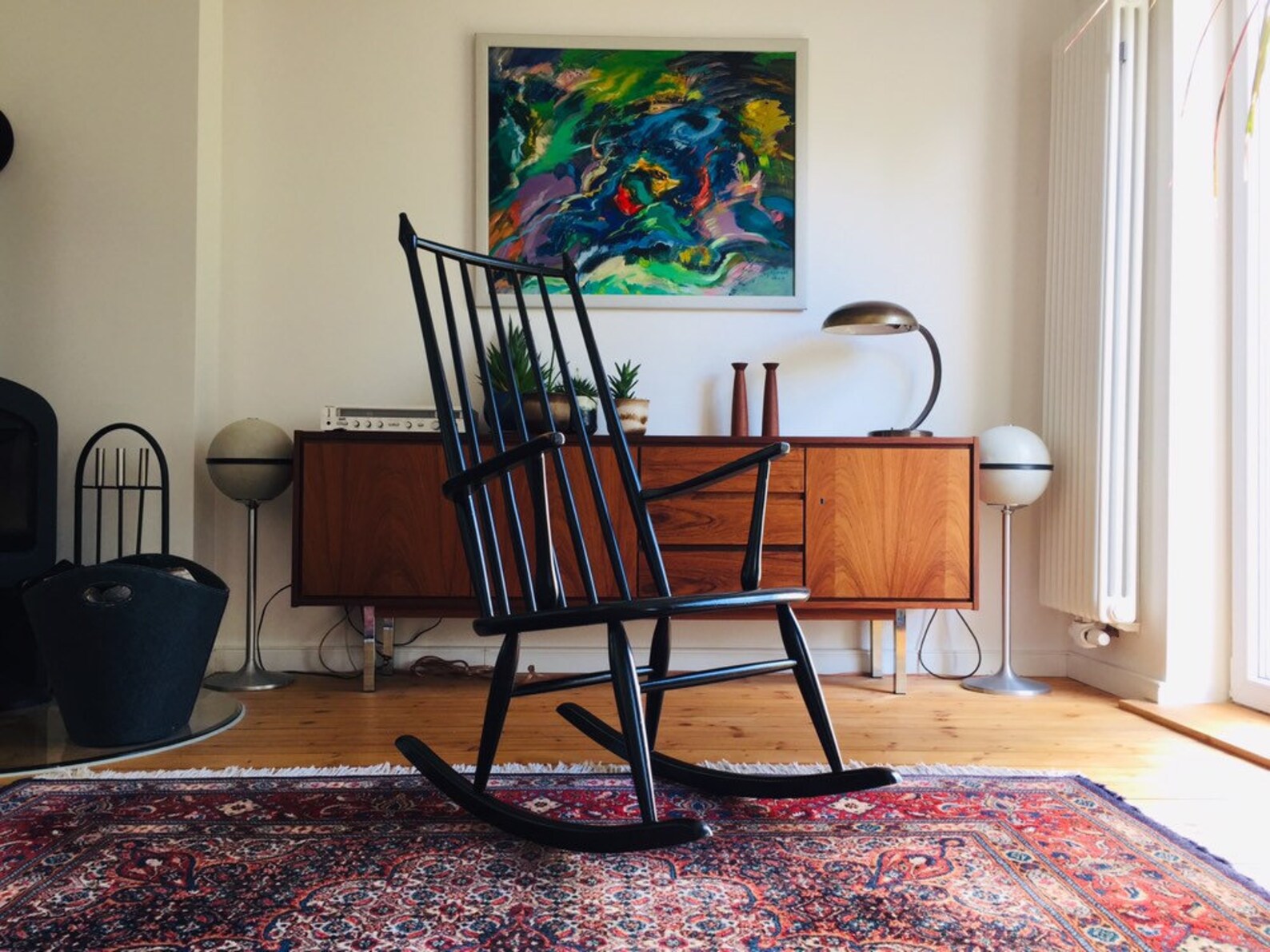 50s 60s Rare Black Rocking Chair Danish Design Rocking Chair Mid ...