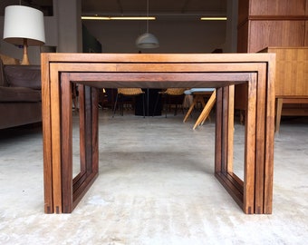 Rare! 60s 70s Danish 60s minimalistic Nesting tables Kai Kristiansen Mid Century modern design Teak Table Tables Set Tables