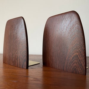 2x rare Mid Century 60s African Wenge brass Bookends Shelf Danish Danish Minimalist mcm