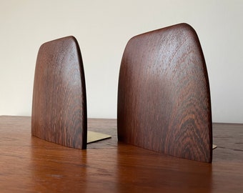 2x rare Mid Century 60s African Wenge brass Bookends Shelf Danish Danish Minimalist mcm