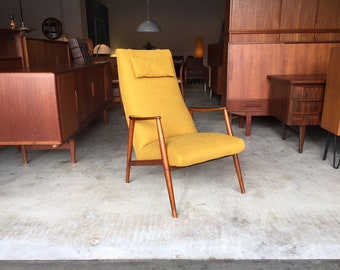 New fabric! Danish 50s 60s Design Teak Armchair Lohmeyer Era Wing Chair Easy Chair Lounge Chair Sofa vintage Armchair