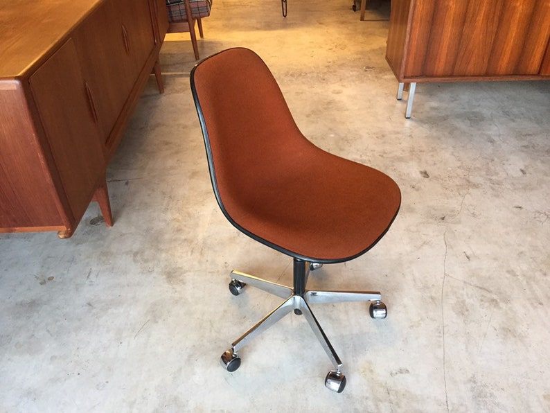 Rare Original 60s Vitra Charles & Ray Eames PSC Fiberglass Miller Chair Deskchair 4 Office Armchair to Teak image 7