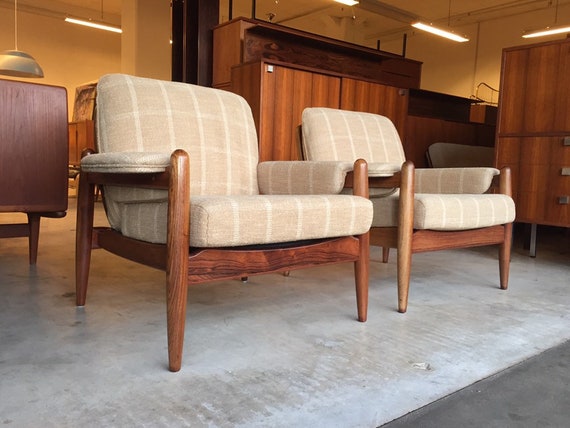 Rare Set of 2 60s Danish Armchair Vintage Rosewood Lounge - Etsy