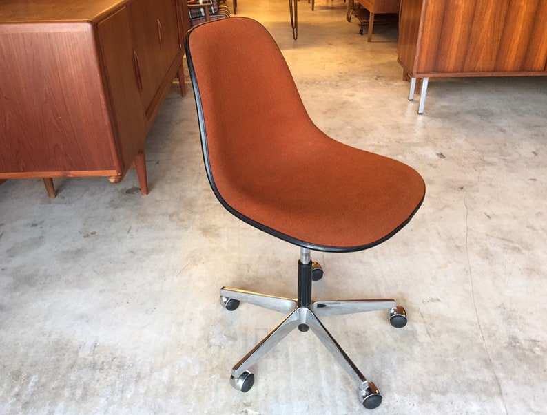 Rare Original 60s Vitra Charles & Ray Eames PSC Fiberglass Miller Chair Deskchair 4 Office Armchair to Teak image 2