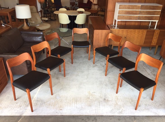 Sensational 7x 60s Niels O. M ller Teak Chairs Mid Century Chairs